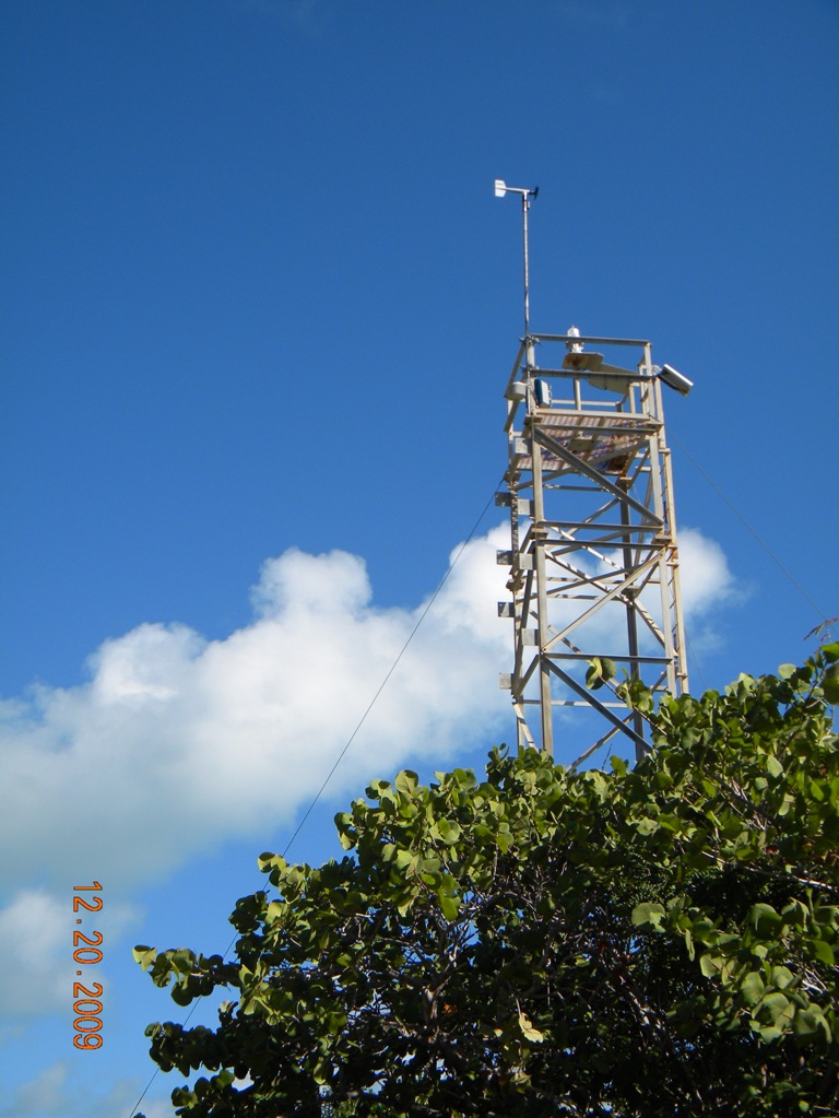 A CaRA weather station at Sandy Point on St Croix (Photo courtesy of Nasseer Idrisi).