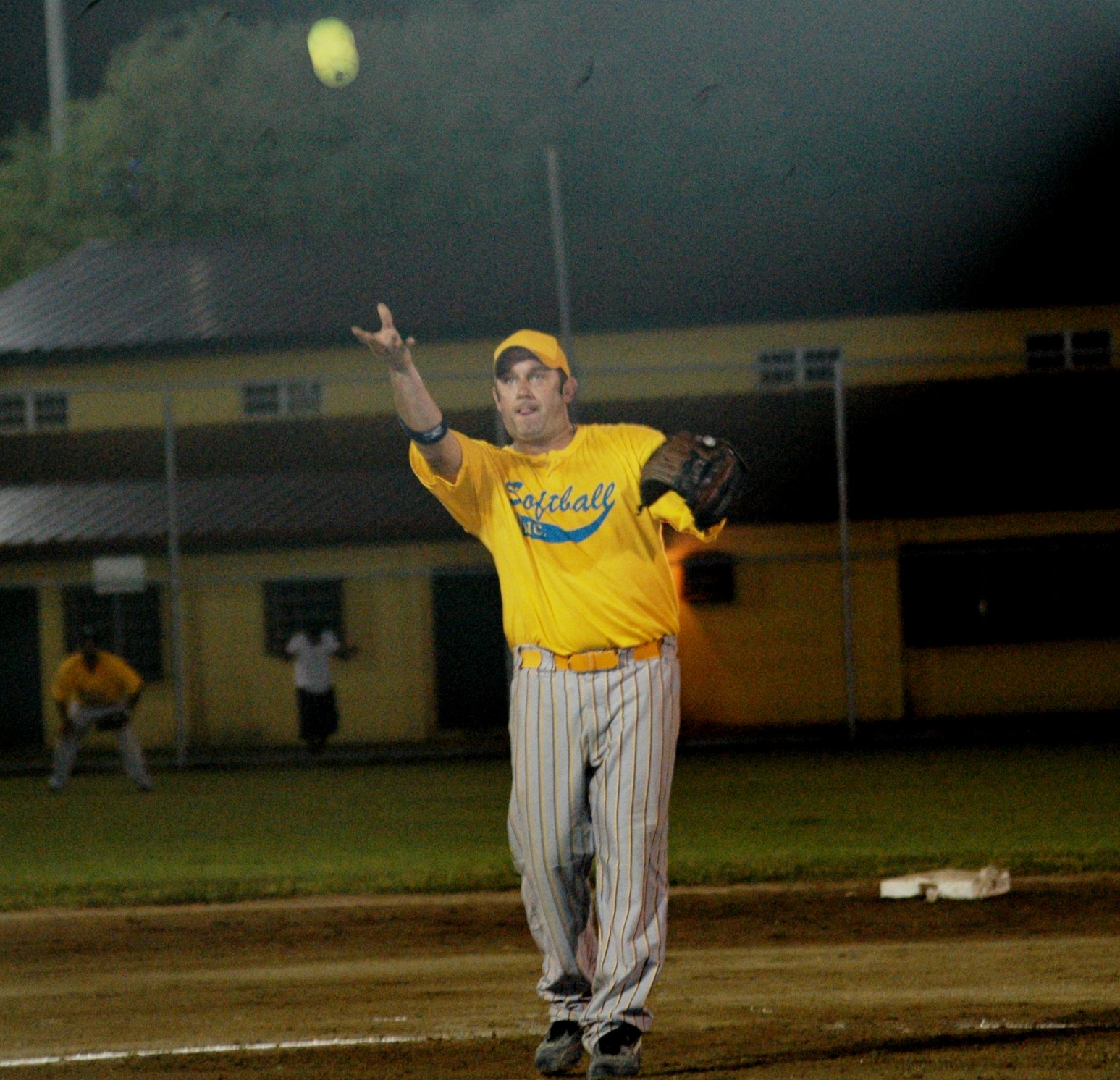 Softball Inc&rsquo;s ace, Cody St. Pierre, delivers a pitch to the plate in game two on Tuesday. 