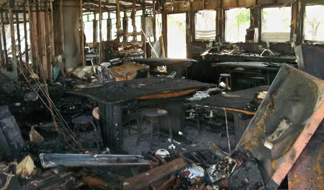 The ruined remains of the art center at Country Day School. (Carol Buchanan photo)