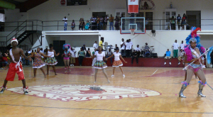 Festival King Joseph Thomas, Queen Ivory Friday and Central's festival troupe perform at the annual cultural fair.
