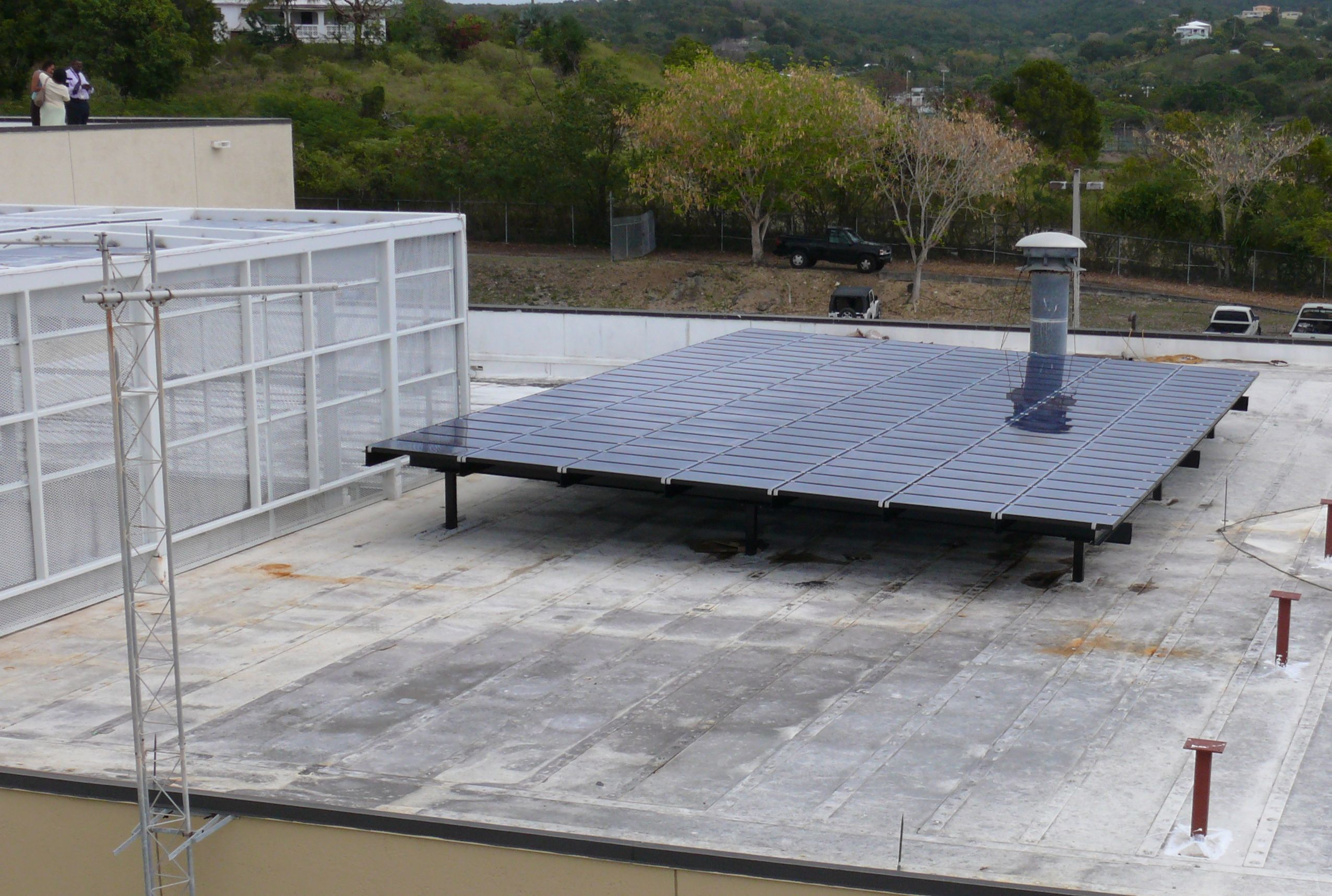 Pictured is the first of three solar panels to be installed at the hospital.