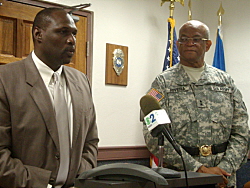 Police Commissioner Novelle Francis, Jr. and National Guard Adjutant General Renaldo Rivera at Friday's press conference.