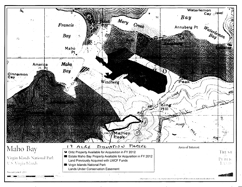 Newly donated parcel at bottom center of image; click to enlarge. (Map courtesy Trust for Public Land)