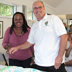 UVI’s Public Relations Director Patrice Johnson and V.I. National Park Superintendent Mark Hardgrove.