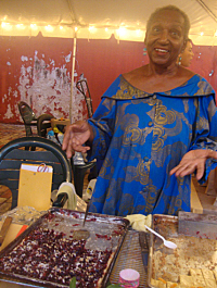 Chef Tahirah serves up mango-apricot cheesecake.