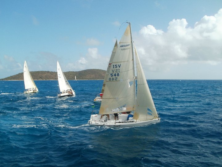 Top finisher in spinnaker class was Boogaloo (foreground). (Photo Bill Kossler)