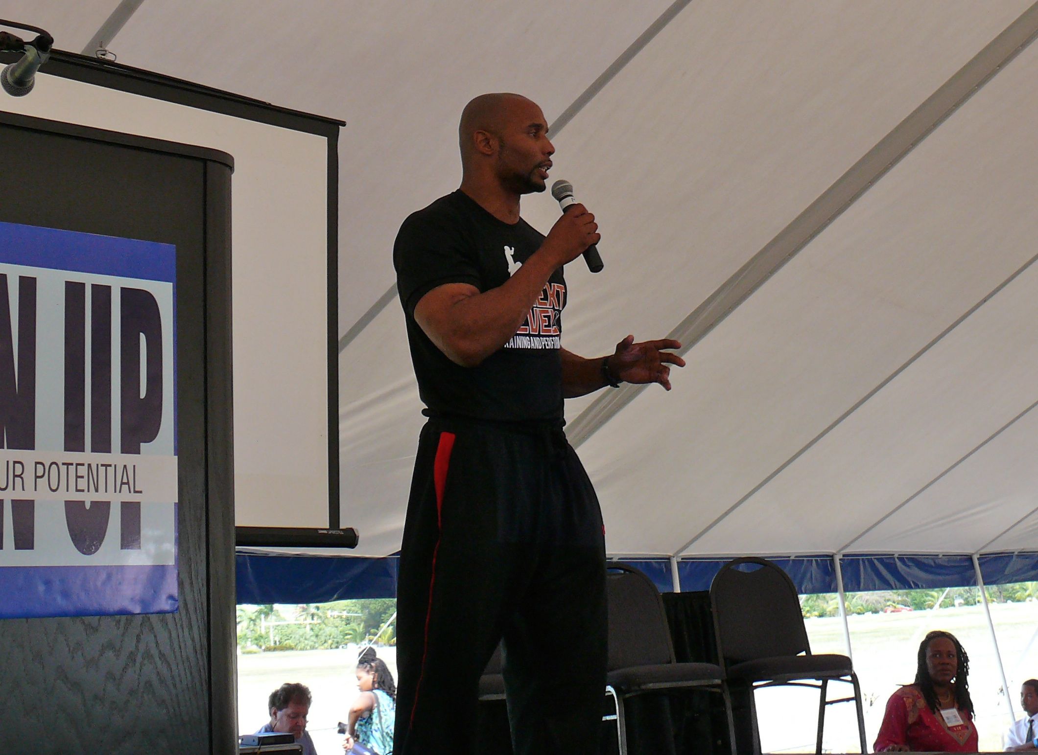 Ex-NFL Defensive Back Donovin Darius spoke Thursday about the challenges of growing up poor.