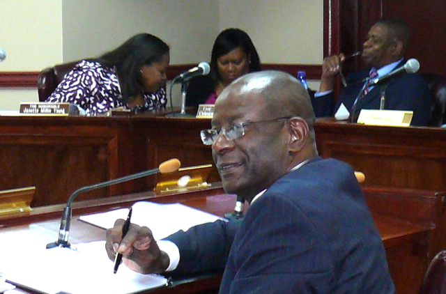 Elton Lewis testifies Thursday before the Senate Rules Committee.