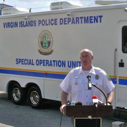 St. Croix Police Chief Chris Howell with the new mobile unit.