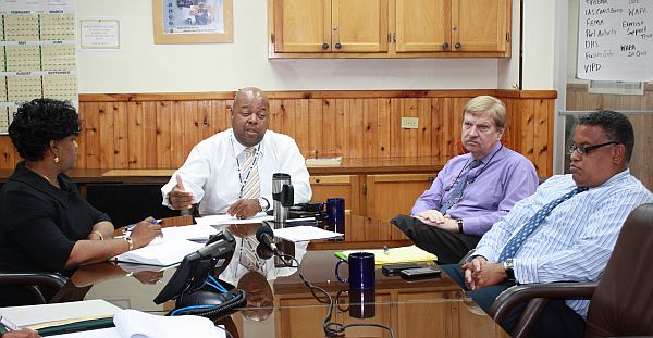 WAPA attorney Lorelei Farrington, Executive Director Hugo Hodge Jr., Glen Rothgeb and WAPA Chief Financial Officer Joseph Boschulte after Tuesday's meeting.