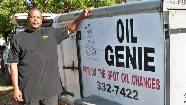 Charles Francis and his Oil Genie trailer.