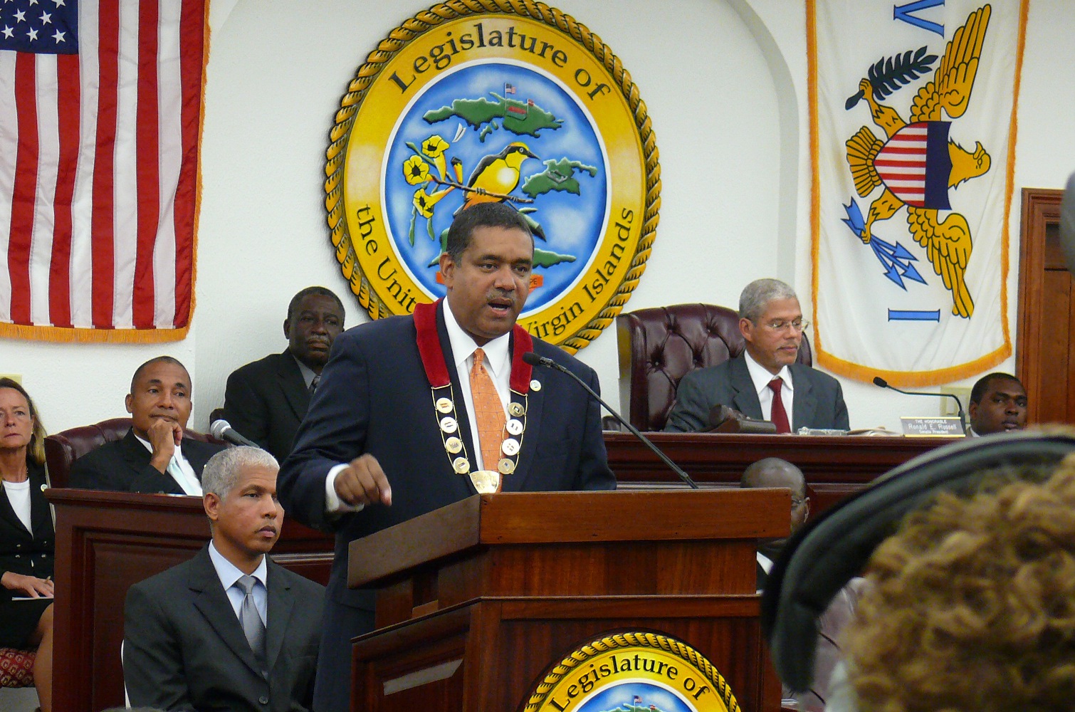 DeJongh delivering the State of the Territory address Monday.