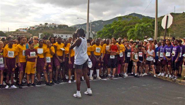 Contestants line up for the start of the Women's Jogger Jam.