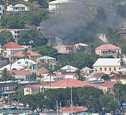 Smoke billows from the fire on Synagoge Hill. (Jogi Wolf photo)