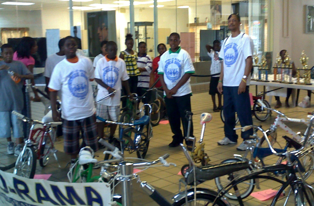 Young cyclists show off their rides at the Sportorama bike show.