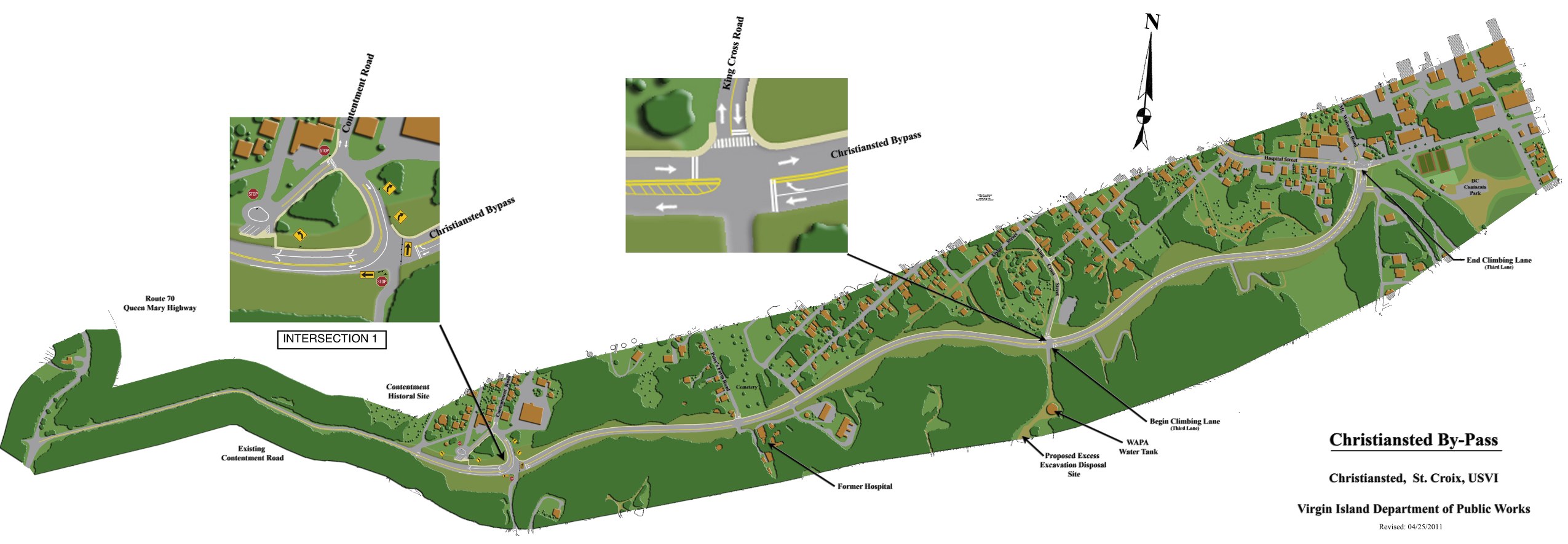 Drawing depicting the traffic flow at the Christiansted Bypass Project.