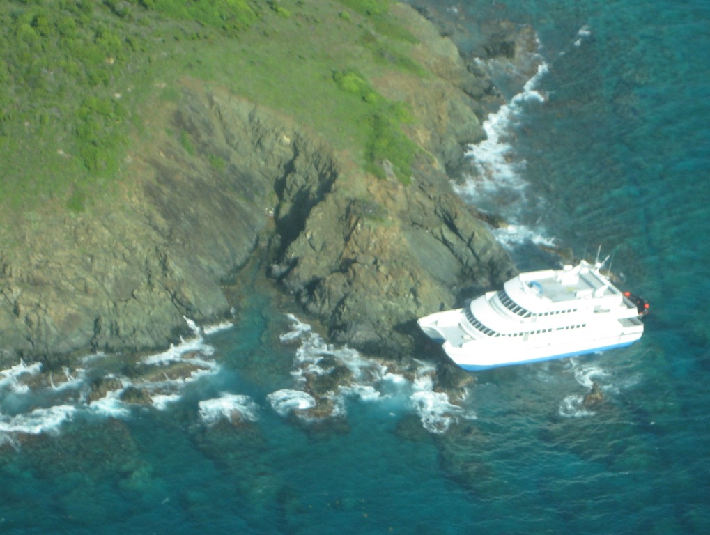 An aerial view of the wrecked ferry (Photo courtesy U.S. Coast Guard)
