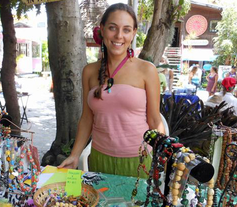 Beth Leonard displays her jewelry.