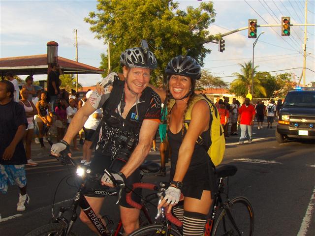 Robin and Grace Ballard have been following J'ouvert on bikes for the last few years.