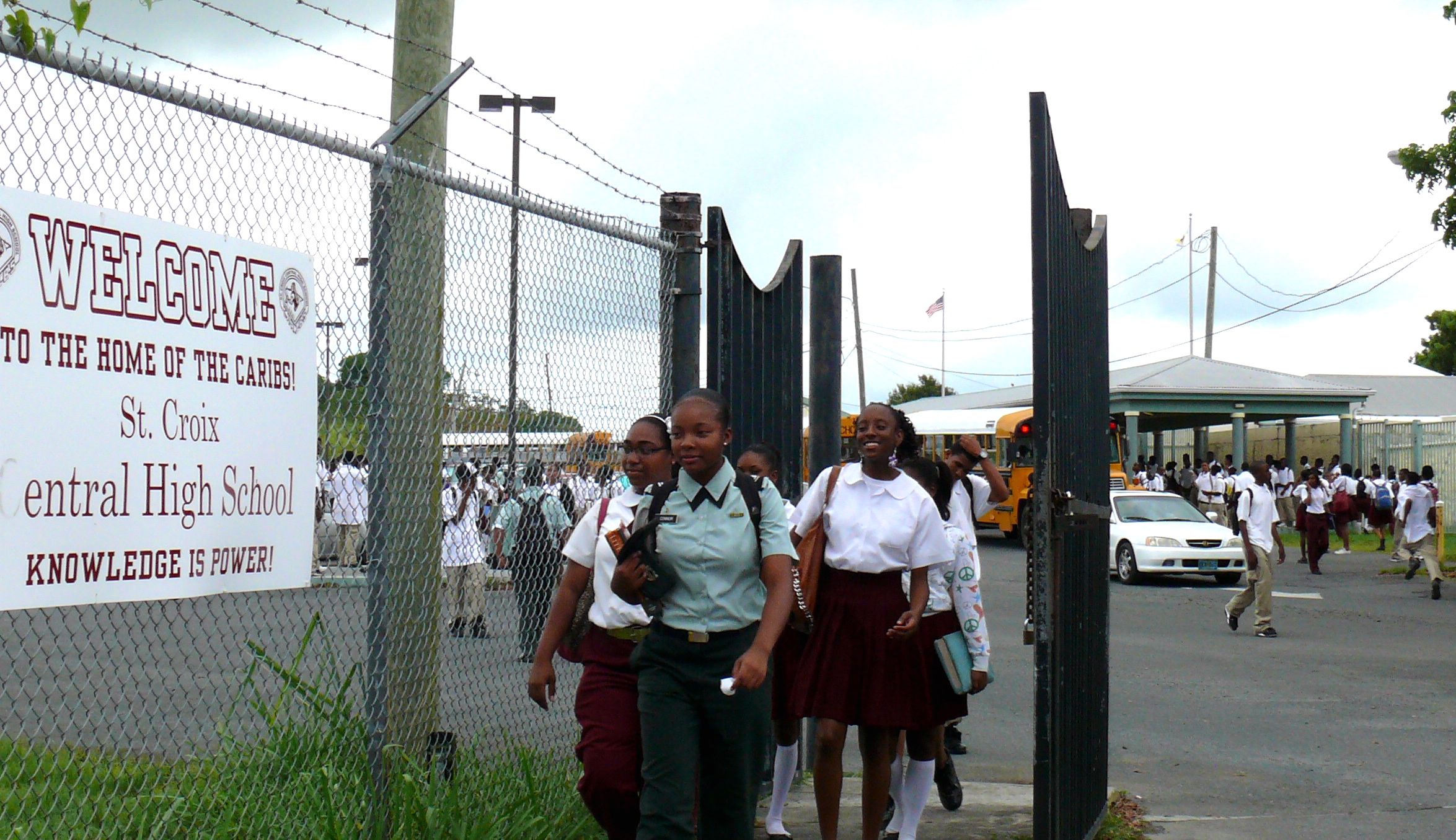 St. Croix Central High School students pictured leaving school early for the second time this week due to noxious fumes.