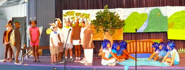 Country Day School first-grade students perform 'The Three Nanny Goats Gruff' Friday.