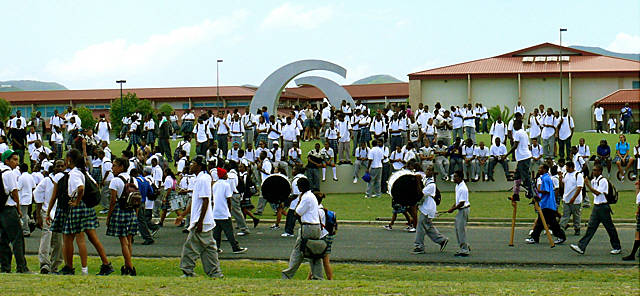 The scene during Friday's student protest at Educational Complex. (Source file photo)