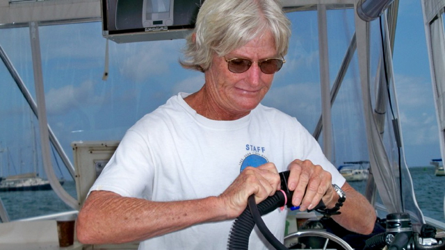 Michelle Pugh prepares for a dive trip.