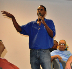Kurt Vialet, principal at St. Croix Educational Complex, addresses the audience.