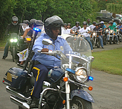 With a police escort in the lead, bikers take off on the 'Law Ride.'