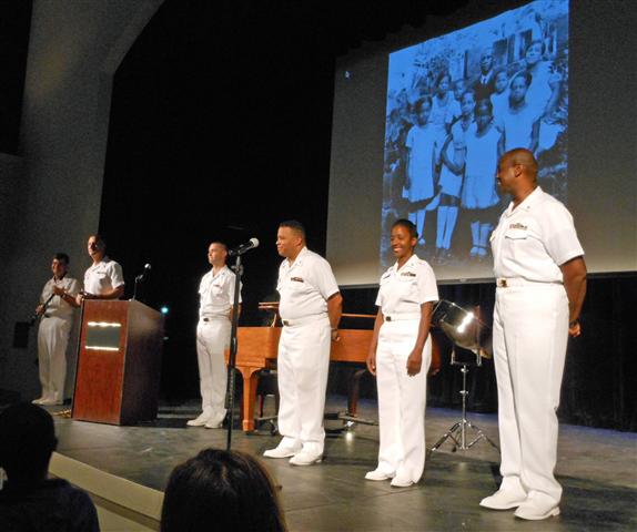 U.S.Navy Band members conclude their performance at Antilles School's Prior-Jolleck Hall (Photo Molly Morris).