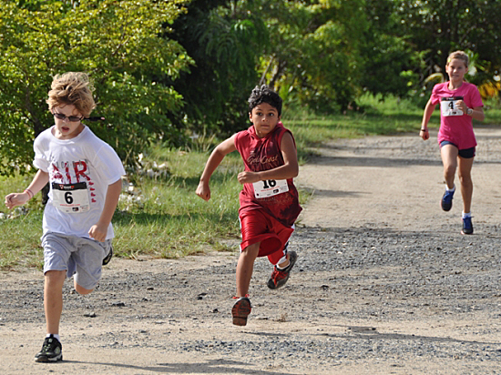 Collin Potter (left) leads the 9-to-11-year-old group followed by Michael Adams and Nati Kuipers.