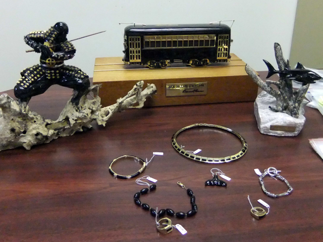 Some of the forfeited artwork made with black coral. (Photo courtesy U.S. Department of Justice.)