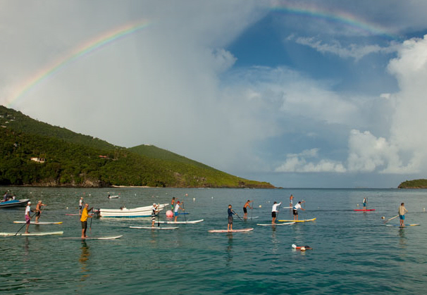 Paddle boarders head out from Hull Bay. (Eric Johnson photo)