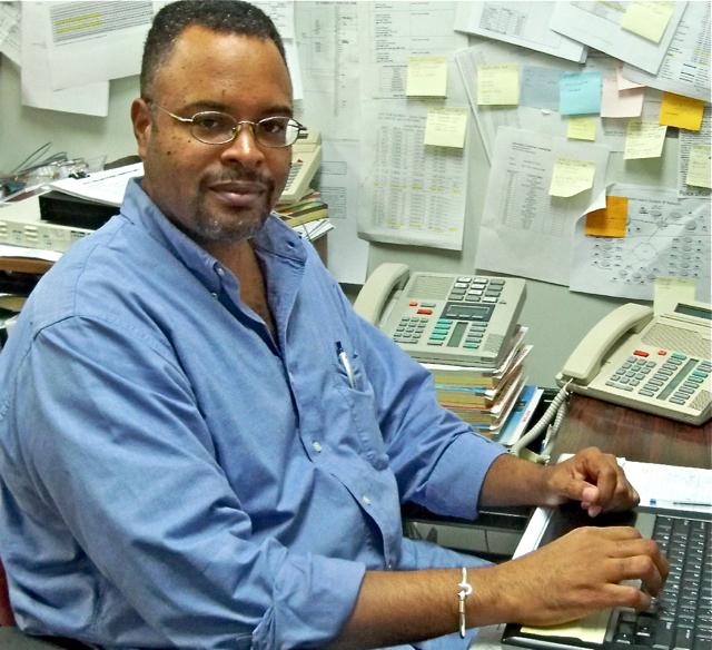 David Beck at his desk at Innovative.