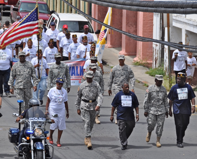 Patriot Day 9/11 Commemoration and Freedom Walk makes its way through Christiansted Sunday.