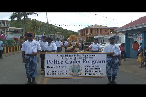 The VIPD's Cadets Program were one of the early entries in Monday's Labor Day parade.