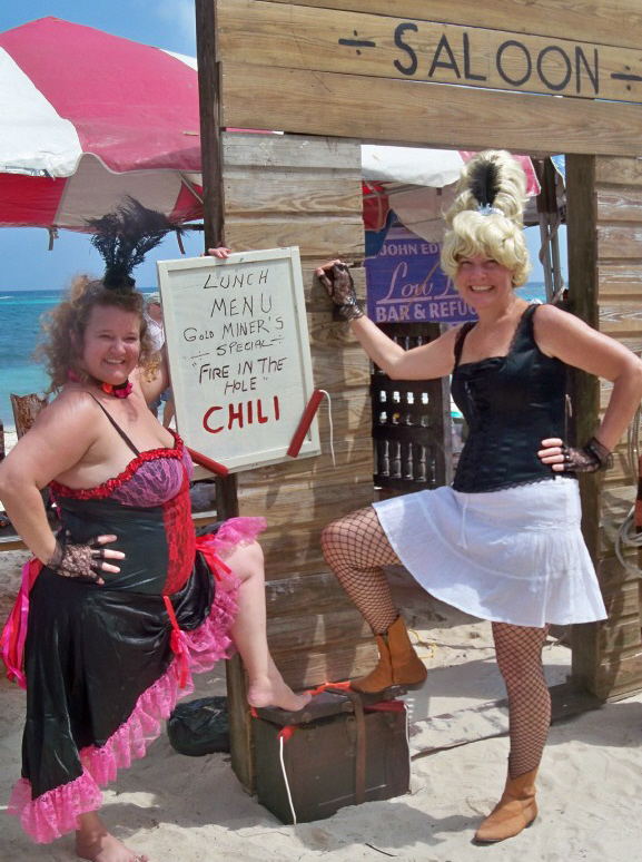 Sunni Benoit (left) and Joanne White were serving up hot stuff at the Hole in the Wall Saloon.