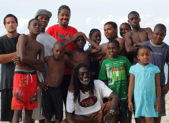 Sen. Terrence "Positive" Nelson (center) with some of his annual campers.