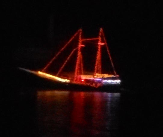 A Christmas schooner in the Lighted Boat Parade.
