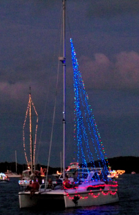 Christmas lights in Christiansted harbor.