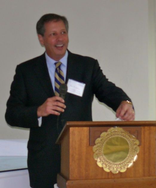 Ocwen Vice President Paul Koches at the company's grand opening in Frederiksted (Bill Kossler photo).