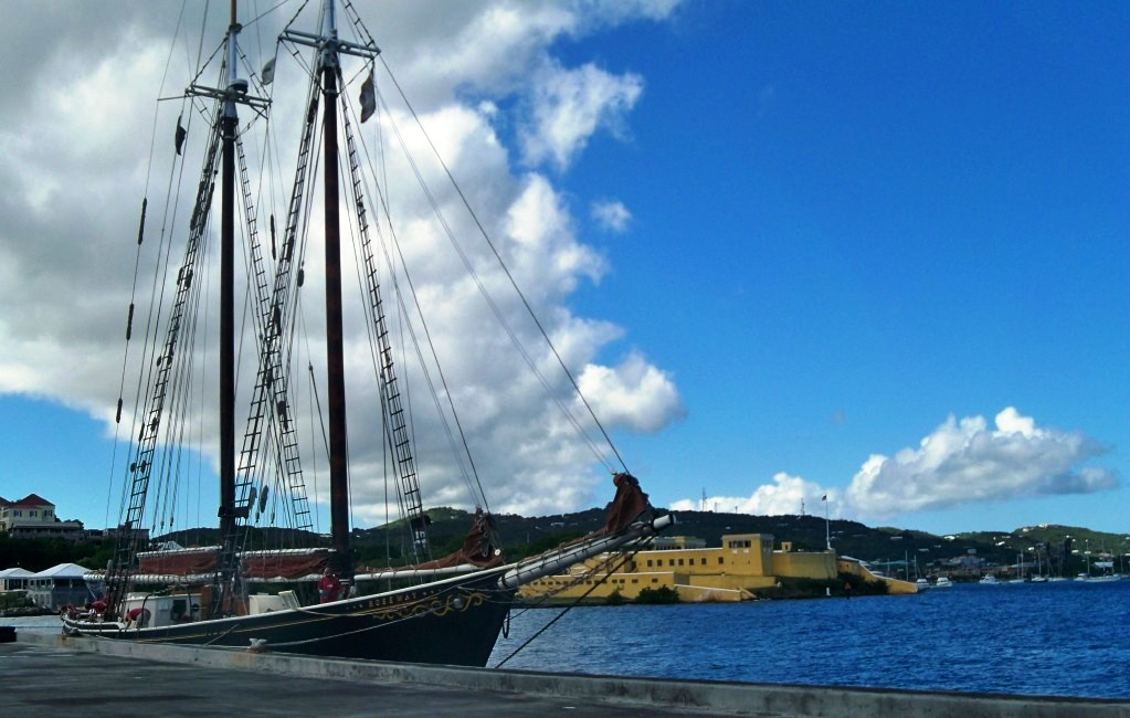 For its seventh winter, the sailing and teaching schooner Roseway has returned to St. Croix (Carol Buchanan photo).