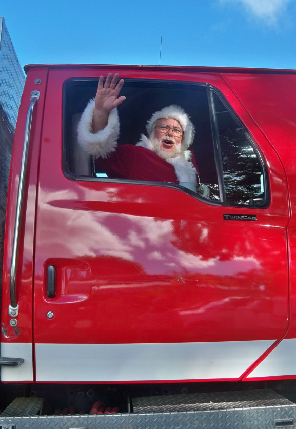 Santa arrives at Queen Louise Home. 