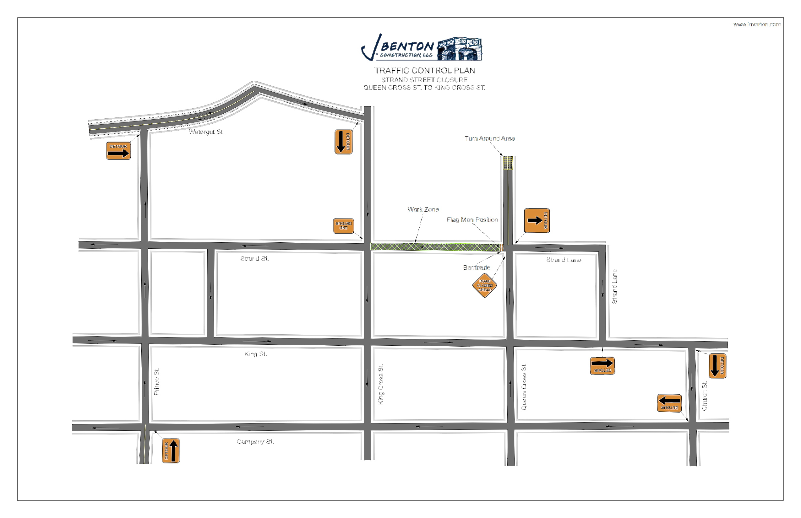 Map shows the area of Strand to be closed.