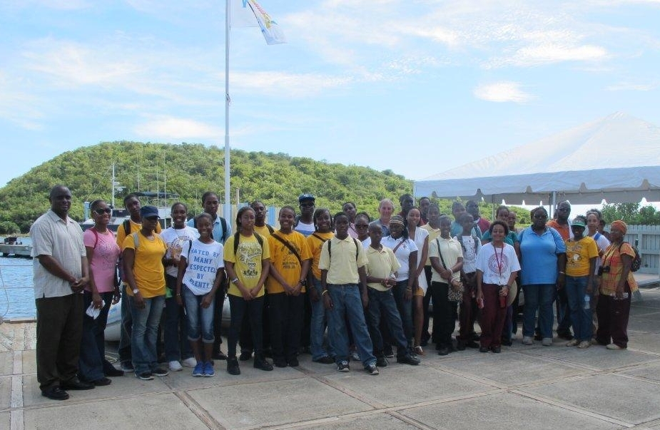 Some of the St. Thomas teachers and students participating in the Open Space Stewardship Project with Brookhaven National Laboratory scientists in November.