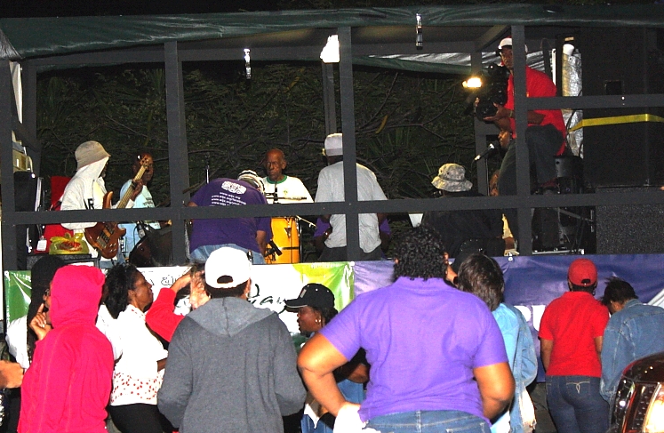 Stanley and the Ten Sleepless Knights rolled through town on a mobile stage during the Crucian Christmas Serenade.