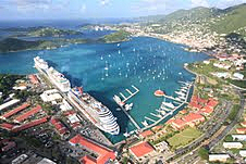 St. Thomas harbor with cruise ships berthed at the WICO dock. (Photo courtesy WICO)