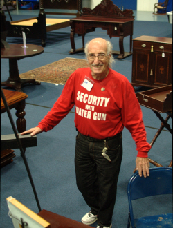 Volunteer Arthur Newman watched over valuable jewelry and a Camille Pissarro painting. 