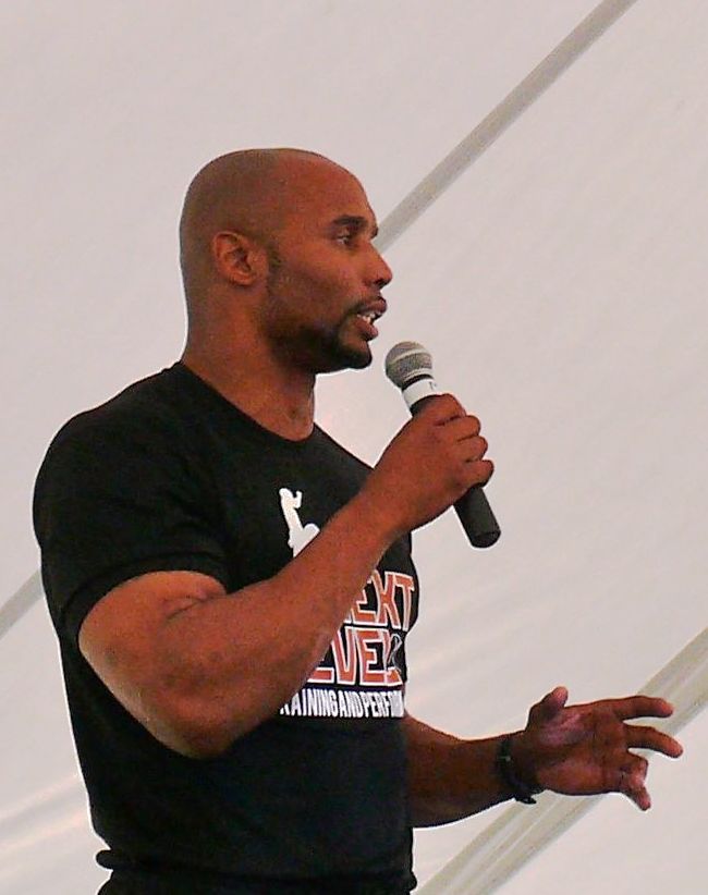 Ex-NFL Defensive Back Donovin Darius speaking at the 2011MAN-UP Conference on St. Croix.