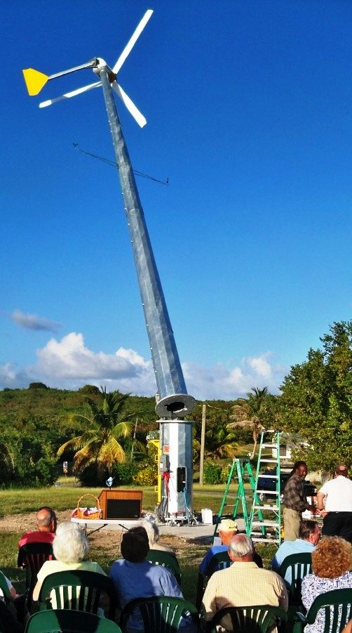 The wind turbine going up at St. Croix Reformed Church.